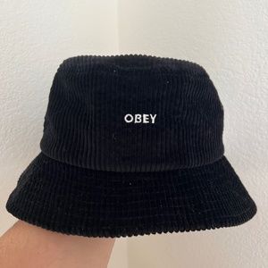 Brand New Never Work Obey Black Corduroy Bucket Hat